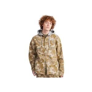 Airwalk Men's Tan Khaki Camo Hooded Button Up Jacket Small